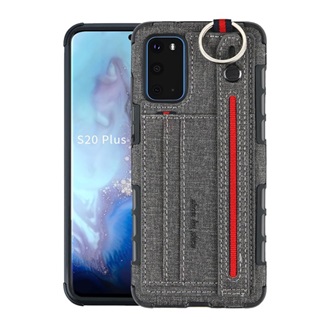 Samsung S20 5G Gigapack Szilikon telefonvédő ütésállóság, textil hátlap + kézpánt, SZÜRKE