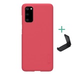 Samsung S20 5G NILLKIN SUPER FROSTED műanyag telefonvédő gumírozott, érdes felület + asztali tartó, PIROS