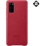Samsung S20 5G SAMSUNG műanyag telefonvédő valódi bőr hátlap PIROS