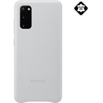 Samsung S20 5G SAMSUNG műanyag telefonvédő valódi bőr hátlap VILÁGOSSZÜRKE
