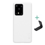 Samsung S20 Ultra 5G NILLKIN SUPER FROSTED műanyag telefonvédő gumírozott, érdes felület + asztali tartó, FEHÉR