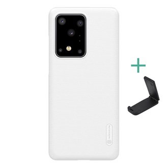 Samsung S20 Ultra 5G NILLKIN SUPER FROSTED műanyag telefonvédő gumírozott, érdes felület + asztali tartó, FEHÉR