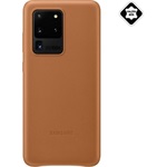 Samsung S20 Ultra 5G SAMSUNG műanyag telefonvédő valódi bőr hátlap BARNA