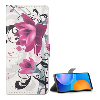 Samsung S21 Plus Gigapack Tok álló, bőr hatású FLIP, lótuszvirág, FEHÉR