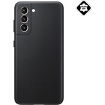 Samsung S21 Plus SAMSUNG műanyag telefonvédő valódi bőr hátlap FEKETE