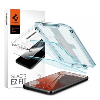 Samsung S22 5G SPIGEN EZ FIT képernyővédő üveg 2db 2.5D, 9H + segédkeret, ÁTLÁTSZÓ