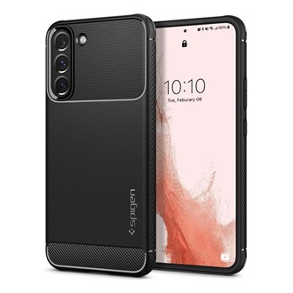 Samsung S22 5G SPIGEN RUGGED ARMOR szilikon telefonvédő ütésállóság, karbon minta, FEKETE