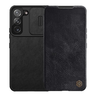 Samsung S22 Plus 5G NILLKIN QIN PRO tok álló, bőr hatású FLIP, kameravédő, FEKETE