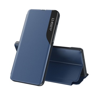 Samsung S23 FE Gigapack tok álló, ECO bőr hatású aktív FLIP, ablakos, SÖTÉTKÉK