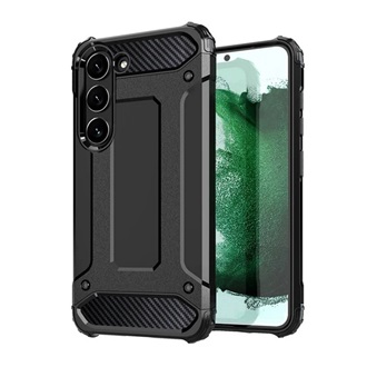 Samsung S23 Gigapack Defender szilikon telefonvédő ütésállóság, fémhatás, FEKETE