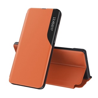 Samsung S23 Plus Gigapack tok álló, ECO bőr hatású aktív FLIP, ablakos, NARANCS