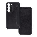 Samsung S23 Plus Gigapack tok álló, bőr hatású FLIP, kameravédő, FEKETE