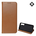 Samsung S23 Plus Gigapack tok álló, valódi bőr FLIP, asztali tartó, BARNA