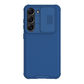 Samsung S23 Plus NILLKIN CAMSHIELD PRO szilikon telefonvédő ütésállóság, csíkos, SÖTÉTKÉK