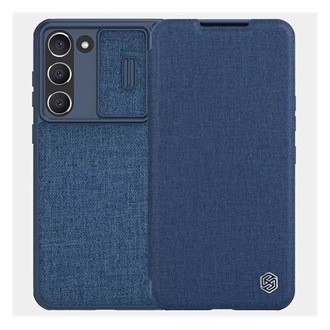 Samsung S23 Plus NILLKIN QIN PRO tok álló, szövet hatású FLIP, kameravédő, SÖTÉTKÉK