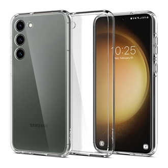 Samsung S23 SPIGEN ULTRA HYBRID műanyag telefonvédő ütésállóság, légpárnás keret, ÁTLÁTSZÓ