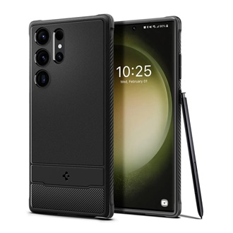 Samsung S23 Ultra SPIGEN RUGGED ARMOR szilikon telefonvédő ütésállóság, karbon minta, FEKETE