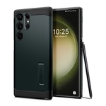 Samsung S23 Ultra SPIGEN TOUGH ARMOR szilikon telefonvédő ütésállóság, kitámasztó, SÖTÉTZÖLD