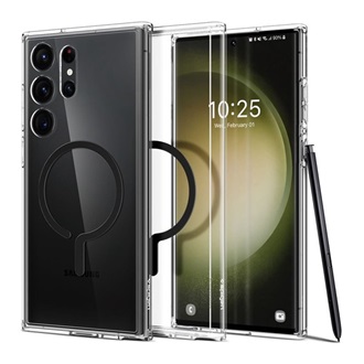 Samsung S23 Ultra SPIGEN ULTRA HYBRID MAG műanyag telefonvédő ütésállóság, MagSafe, FEKETE