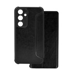 Samsung S24 FE GIGAPACK Tok álló, bőr hatású FLIP, kameravédő, FEKETE