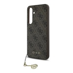 Samsung S24 FE GUESS 4G CHARMS műanyag telefonvédő textil hátlap, telefondísz, BARNA