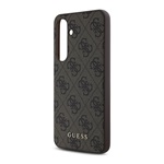 Samsung S24 FE GUESS 4G METAL GOLD LOGO műanyag telefonvédő textil hátlap SÖTÉTBARNA
