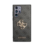 Samsung S24 Ultra 5G GUESS 4G BIG METAL LOGO műanyag telefonvédő ütésállóság, bőr hatású hátlap, SZÜRKE