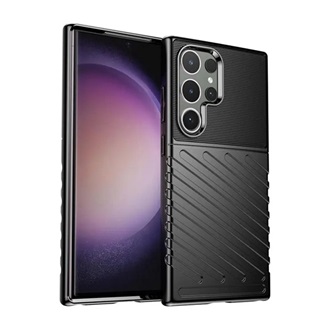 Samsung S24 Ultra 5G Gigapack Szilikon telefonvédő ütésállóság, dombor minta, FEKETE