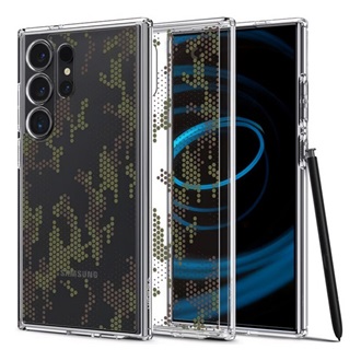 Samsung S24 Ultra SPIGEN ULTRA HYBRID műanyag telefonvédő ütésállóság, terep minta, ÁTLÁTSZÓ