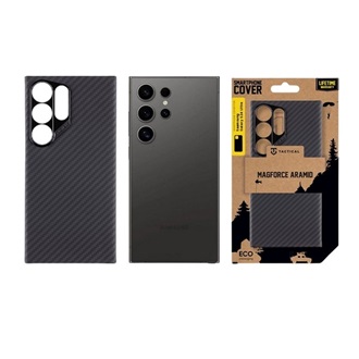 Samsung S24 Ultra TACTICAL MAGFORCE ARAMID szilikon telefonvédő ultravékony, karbon minta, FEKETE