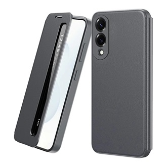 Samsung S25 Edge GIGAPACK Tok álló aktív FLIP, Smart View Window, SÖTÉTSZÜRKE