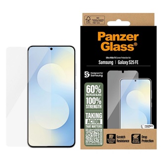 Samsung S25 FE PANZERGLASS ULTRA-WIDE FIT képernyővédő üveg 3D, antibakteriális, ÁTLÁTSZÓ