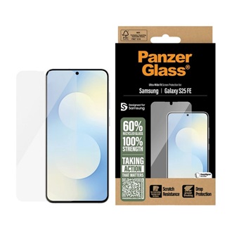 Samsung S25 FE PANZERGLASS ULTRA-WIDE FIT képernyővédő üveg 3D, antibakteriális, ÁTLÁTSZÓ