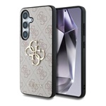 Samsung S25 GUESS 4G BIG LOGO szilikon telefonvédő ütésállóság, bőr hatású hátlap, RÓZSASZÍN