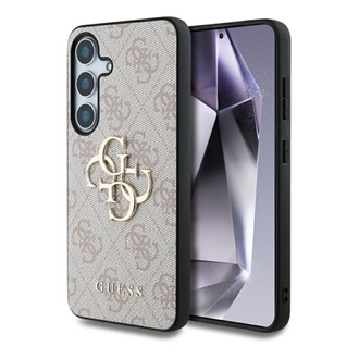 Samsung S25 GUESS 4G BIG LOGO szilikon telefonvédő ütésállóság, bőr hatású hátlap, RÓZSASZÍN