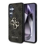 Samsung S25 GUESS 4G BIG LOGO szilikon telefonvédő ütésállóság, bőr hatású hátlap, SÖTÉTBARNA