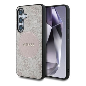 Samsung S25 GUESS 4G ROUND PATCH CLASSIC LOGO szilikon telefonvédő ütésállóság, MagSafe, RÓZSASZÍN