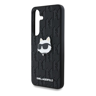 Samsung S25 KARL LAGERFELD LEATHER MONOGRAM PIN LOGO CHOUPETTE HEAD szilikon telefonvédő ütésállóság, FEKETE