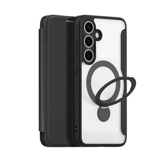 Samsung S25 Plus DUX DUCIS SKIN X PRO tok álló, bőr hatású FLIP, MagSafe, FEKETE