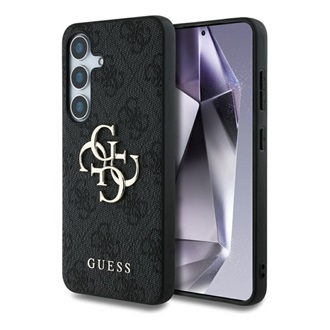 Samsung S25 Plus GUESS 4G BIG LOGO szilikon telefonvédő ütésállóság, bőr hatású hátlap, FEKETE