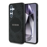 Samsung S25 Plus GUESS 4G ROUND PATCH CLASSIC LOGO szilikon telefonvédő ütésállóság, MagSafe, FEKETE