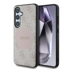 Samsung S25 Plus GUESS 4G ROUND PATCH CLASSIC LOGO szilikon telefonvédő ütésállóság, MagSafe, RÓZSASZÍN