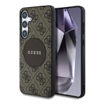 Samsung S25 Plus GUESS 4G ROUND PATCH CLASSIC LOGO szilikon telefonvédő ütésállóság, MagSafe, VILÁGOSBARNA