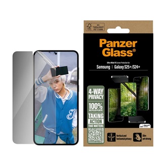 Samsung S25 Plus PANZERGLASS ECO MATRIX 4-WAY képernyővédő fólia matt, betekintés védelem + segédkeret, ÁTLÁTSZÓ