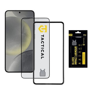 Samsung S25 / S24 TACTICAL IMPACT ARMOUR GLASS képernyővédő üveg 3D, antibakteriális + segédkeret, FEKETE