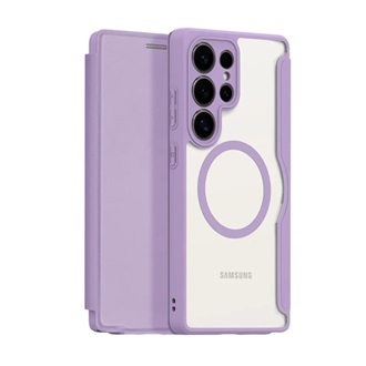 Samsung S25 Ultra DUX DUCIS SKIN X PRO tok álló, bőr hatású FLIP, MagSafe, LILA