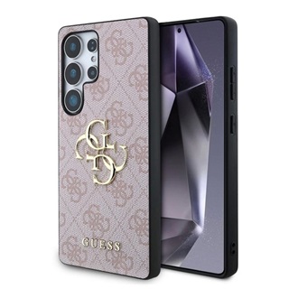 Samsung S25 Ultra GUESS 4G BIG LOGO szilikon telefonvédő ütésállóság, bőr hatású hátlap, RÓZSASZÍN