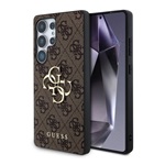 Samsung S25 Ultra GUESS 4G BIG LOGO szilikon telefonvédő ütésállóság, bőr hatású hátlap, SÖTÉTBARNA