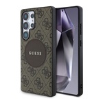 Samsung S25 Ultra GUESS 4G ROUND PATCH CLASSIC LOGO szilikon telefonvédő ütésállóság, MagSafe, VILÁGOSBARNA