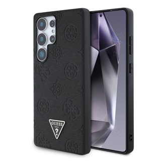 Samsung S25 Ultra GUESS GRAINED HOT STAMP PEONY PATTERN szilikon telefonvédő ütésállóság, MagSafe, FEKETE